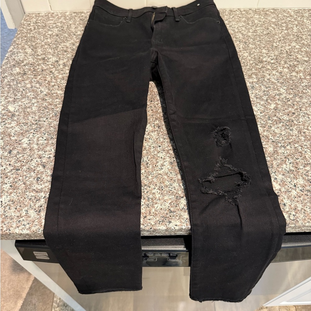 Abercrombie & Fitch the super skinny ankle high rise Black Ripped Skinny Jeans